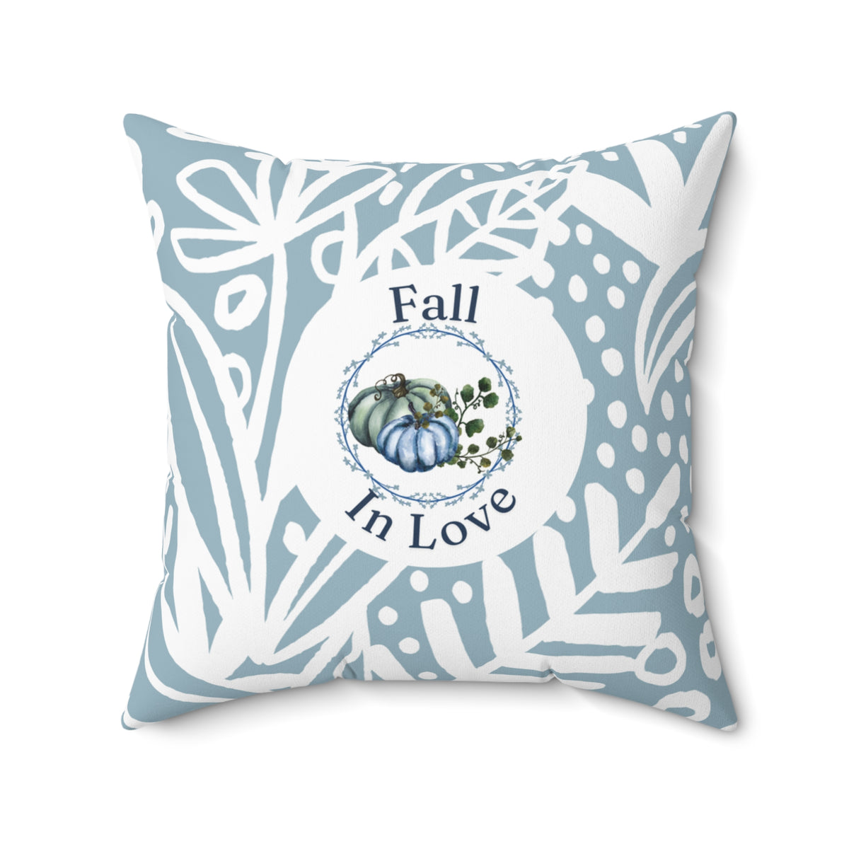 Fall in Love Blue Pumpkin Pillow — Double-Sided Autumn Accent Decor