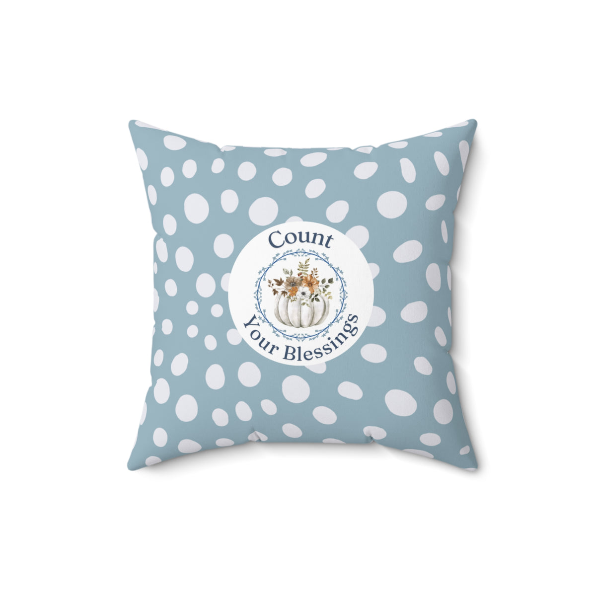 Count Your Blessings Blue Pumpkin Pillow