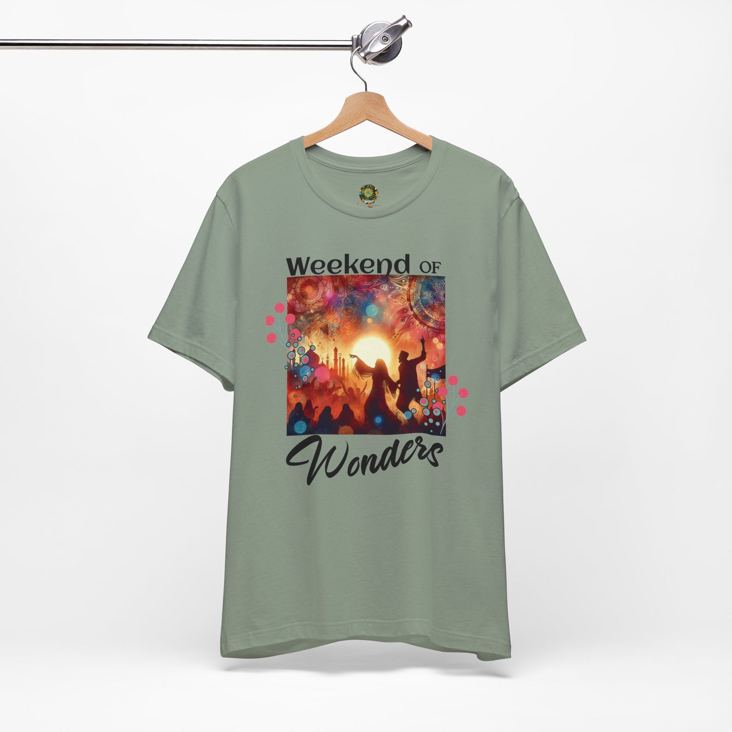 Festival Tee for Music Lovers Silhouette T-Shirt Trendy Weekend of Wonders Dancing Couple Festival Fashion Top Desert Music Shirt