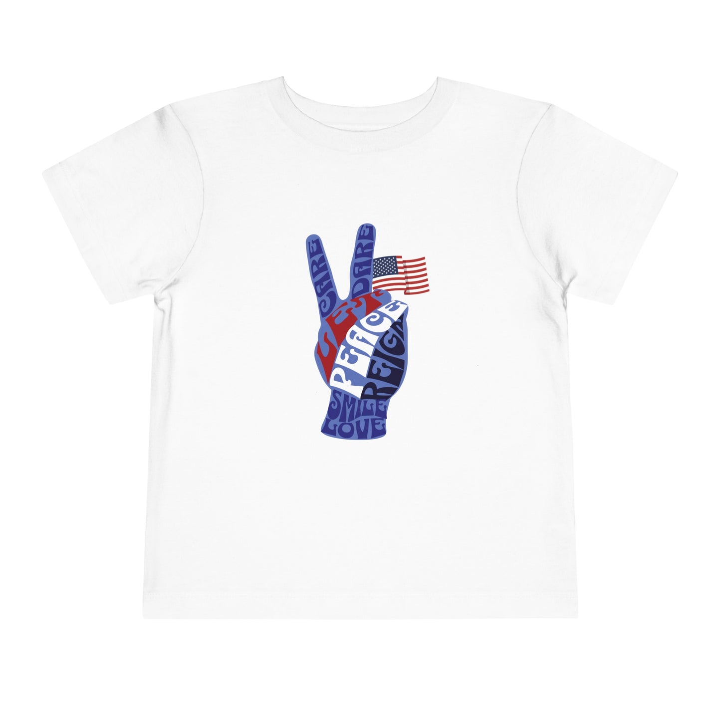 Civic Pride Toddler T-Shirt Patriotic Peace Sign Let Peace Reign Inspirational Tee for USA Patriotic Celebrations