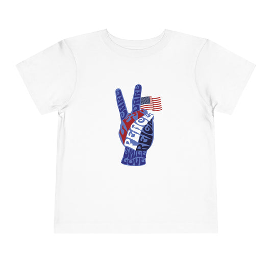 Civic Pride Toddler T-Shirt Patriotic Peace Sign Let Peace Reign Inspirational Tee for USA Patriotic Celebrations