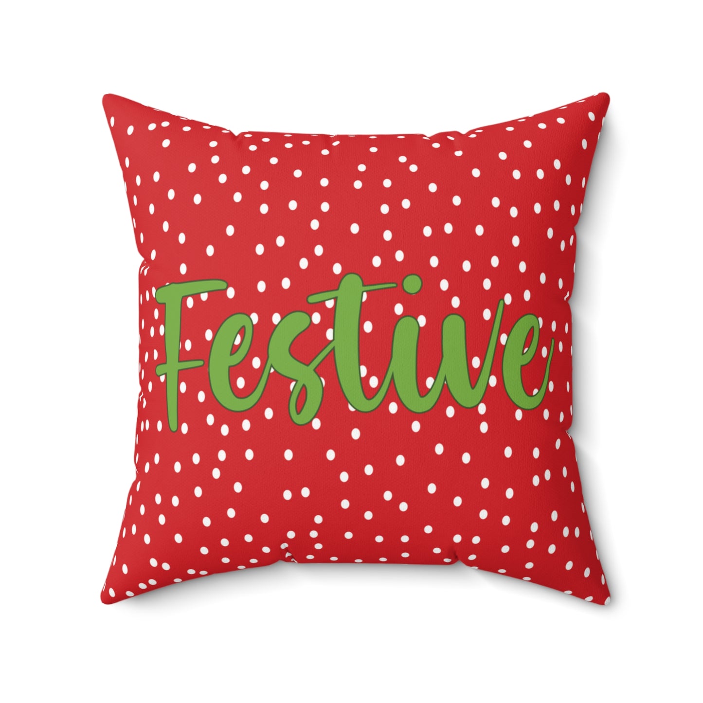 Christmas Red Double-Sided Script Polka Dot Pillow Festive Seasonal Home Accent Inspiring Holiday Spirit Home Decor Christmas Pillow Gift