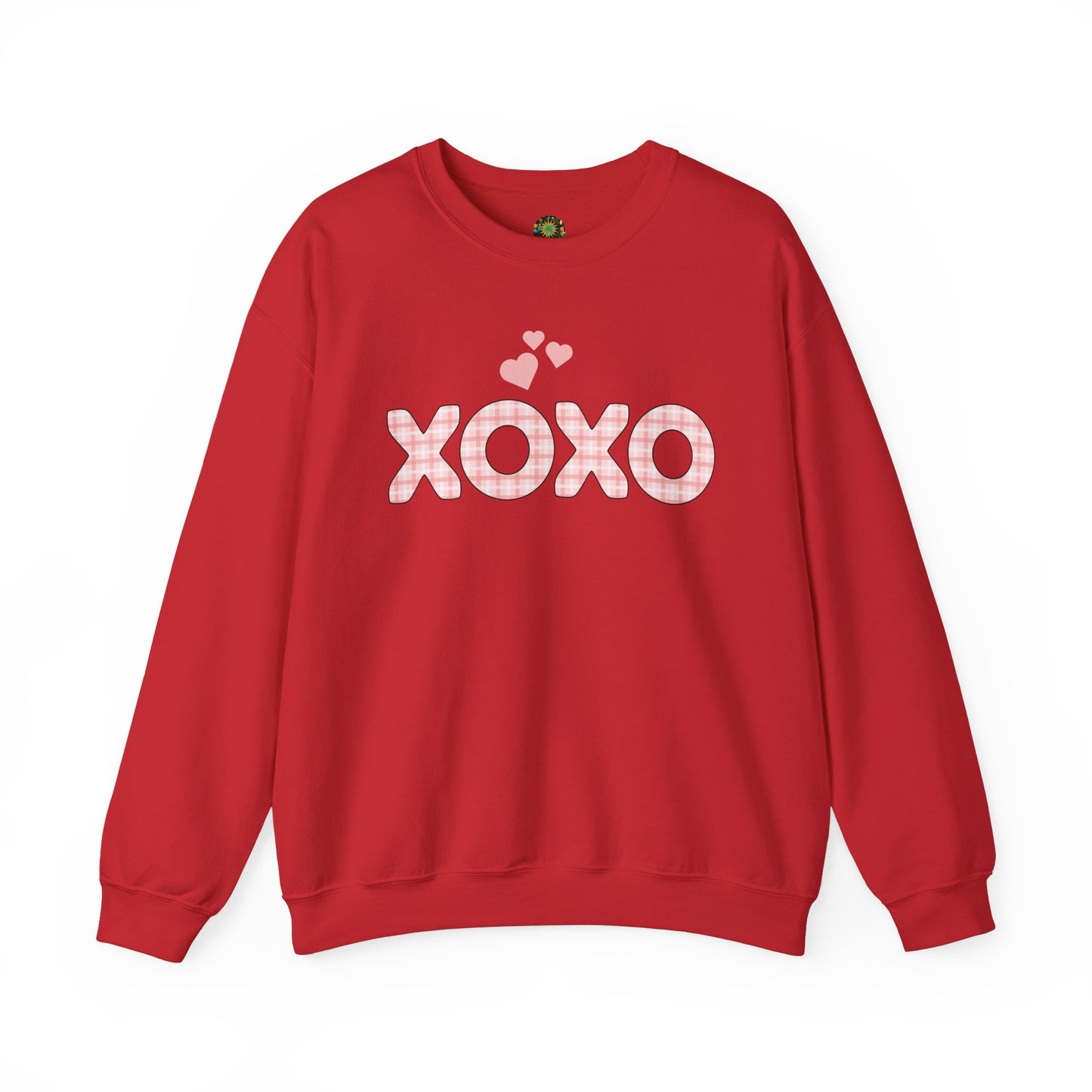 Cute Heart Sweatshirt For Couples Ethically-Made Sustainable Cotton Valentine Crewneck XOXO Plaid Romantic Shirt Thoughtful Gift Idea