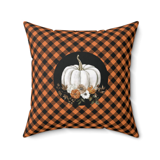 Orange and black Checkered Pumpkin Pillow Hostess Gift White Pumpkin Autumn Home Accent Thanksgiving Home Decor Housewarming Gift