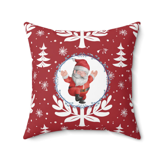 Christmas Dancing Santa Whimsical Accent Pillow Modern Seasonal Home Decor Unique Holiday Gift Idea Double-Sided Pillow