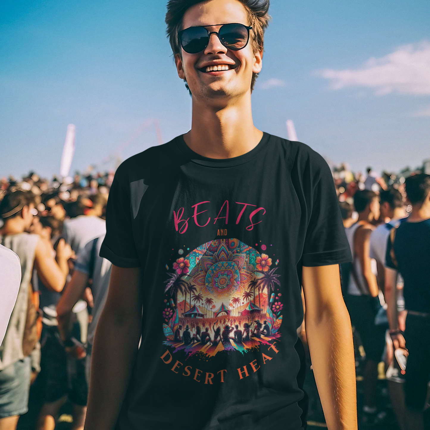 Festival T Shirt for Music Lovers Party in the Desert Tee Artistic Trendy Festival Design Shirt for Festival Goers