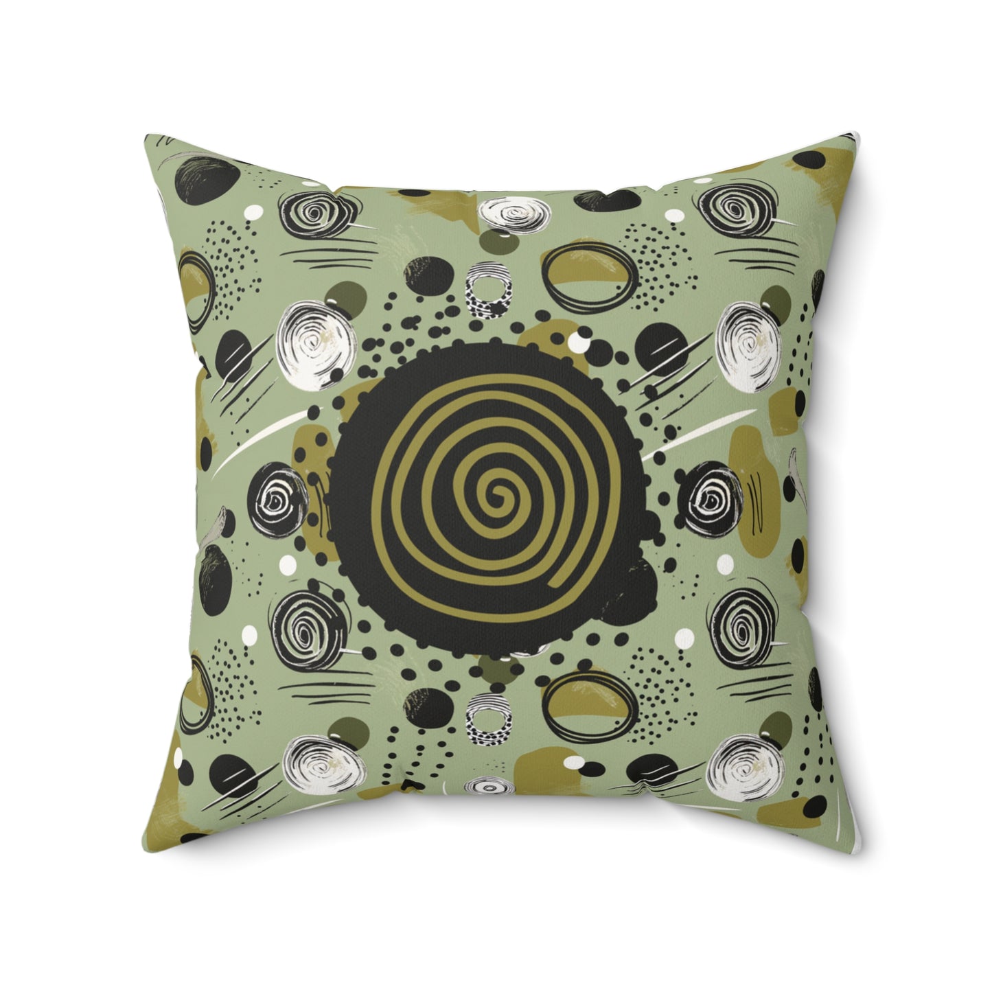 Contemporary Art Deco Cushion Modern Home Decor Green Spiral Design Decorative Unique Pattern Decorative Throw Pillow Double Sided Hostess Gift Accent Piece