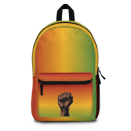 Social Justice Raised Fist Backpack Pride Festival Rasta Style Gear LGBTQ Ally Gift Black Empowerment Accessory RedGreen Gold Liberation Bag