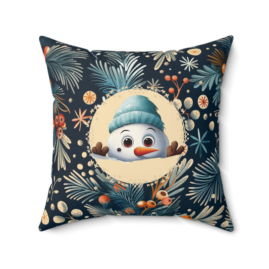 Christmas Double-Sided Unique Home Decor Gift Pillow Home Accent Seasonal Snowman Cushion Elegant Blue Holiday Home Throw Pillow