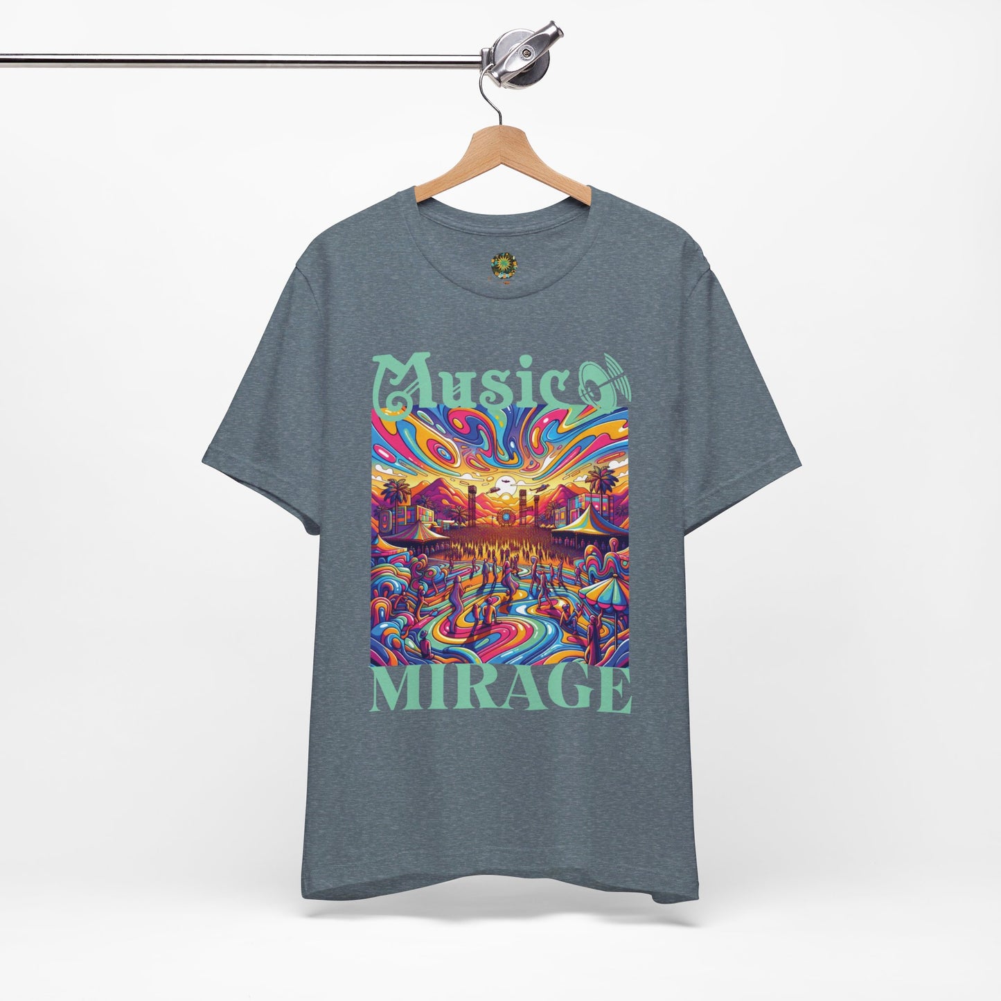 Music Mirage T-Shirt Bohemian Desert Festival Tee for Music Lovers Boho Desert Style Graphic T-Shirt