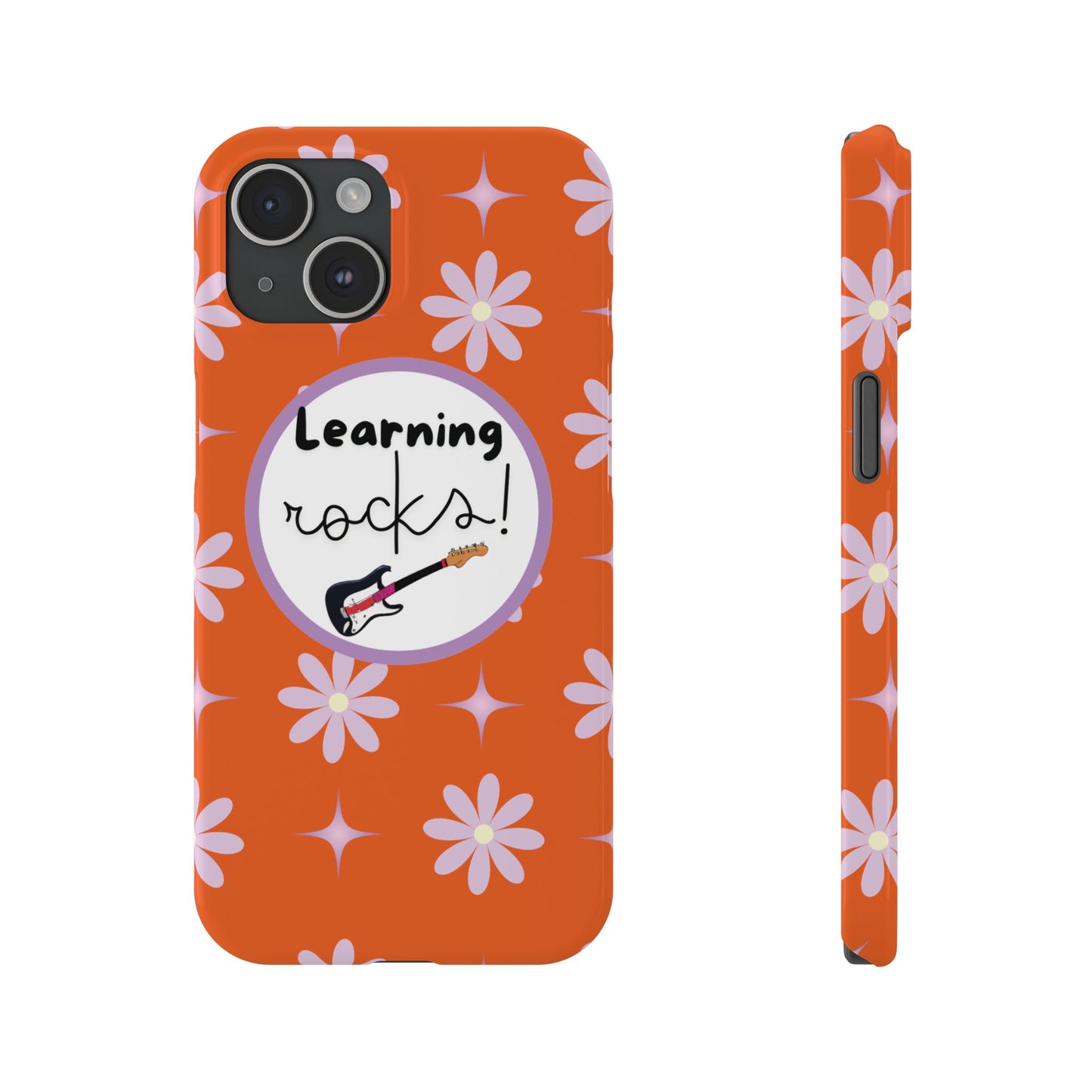 Inspirational Music-Themed iPhone Case Fashionable Protective Phone Gear Back To School Accessory Trendy Orange Floral Phone Cover