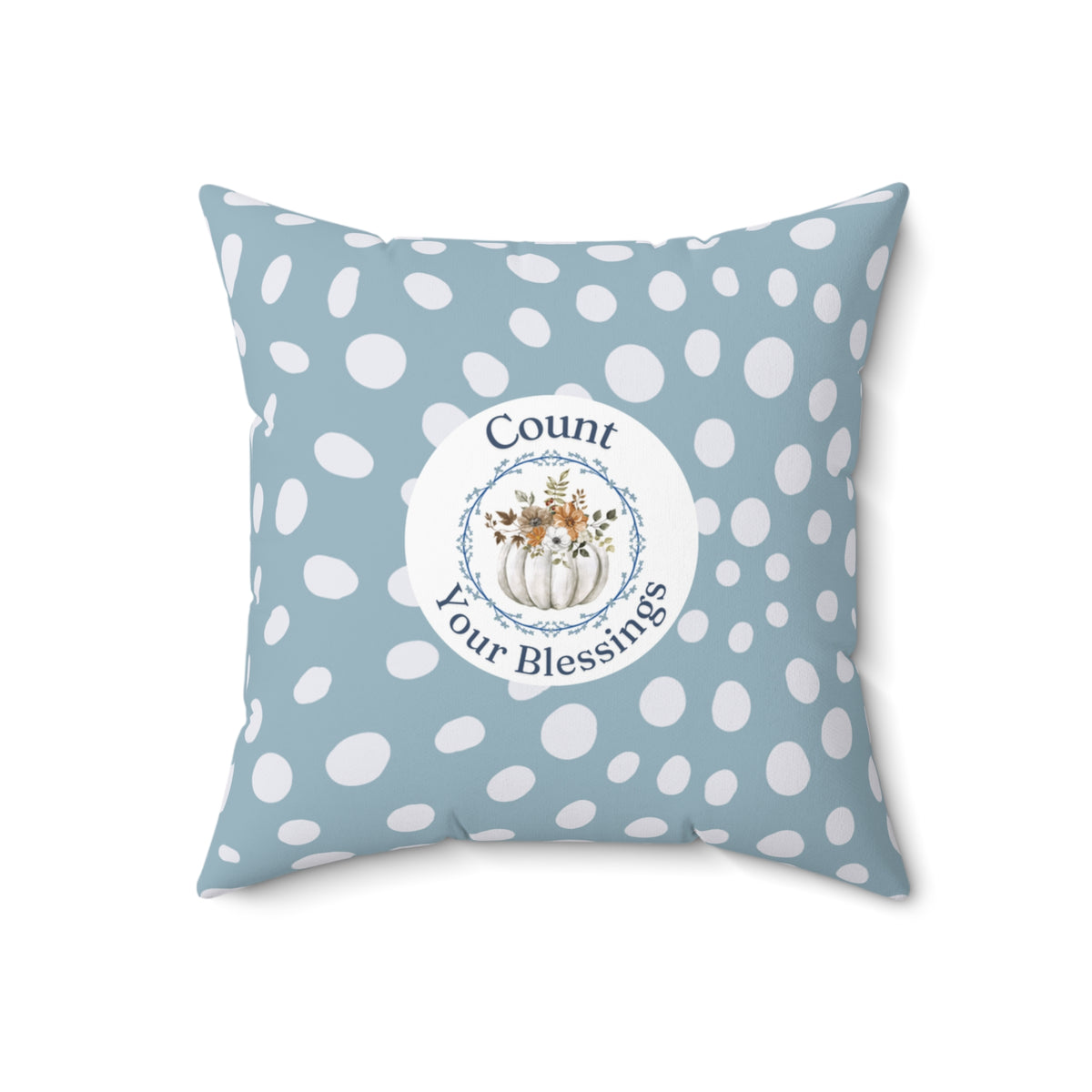 Count Your Blessings Blue Pumpkin Pillow