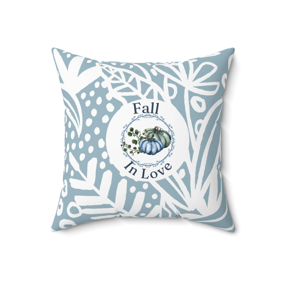 Fall in Love Blue Pumpkin Pillow — Double-Sided Autumn Accent Decor