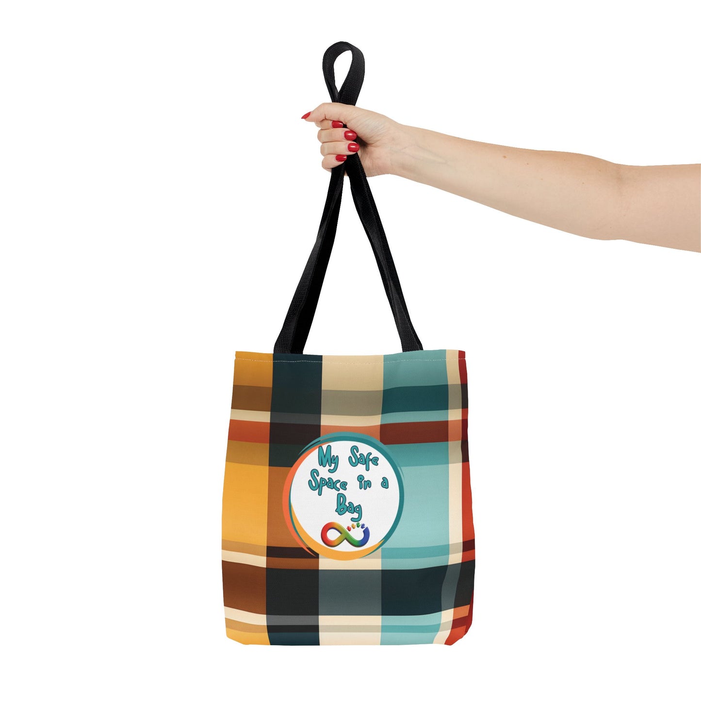 Plaid Autism Sensory Support Bag My Safe Space Neurodivergent Comfort Tote autism Awareness Schoolbag For Sensory Items Calming Essentials Therapy Bag