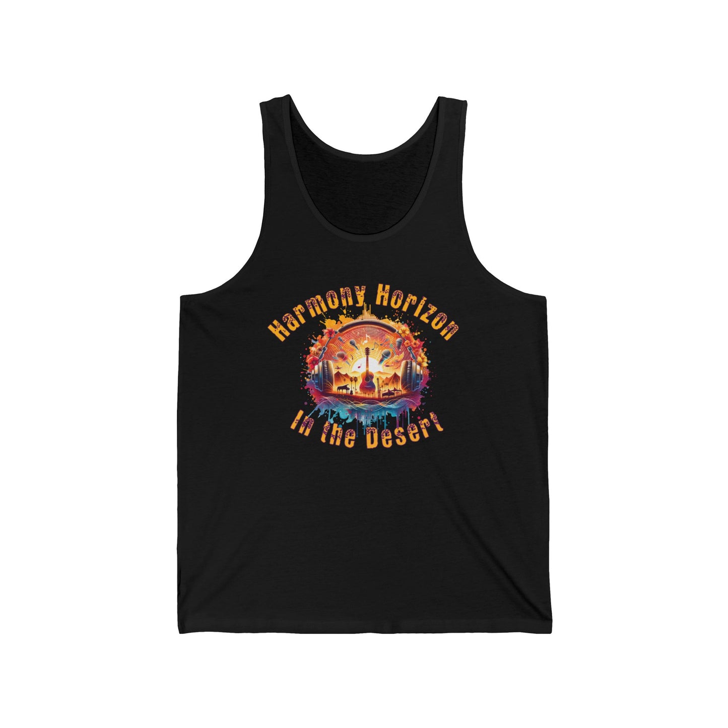 Bohemian Tank Top Harmony Horizon in The Desert Festival Wear Artistic Festival Tank Top for Music Lovers and Festival-Goers Desert Music Trendy Summer Wear