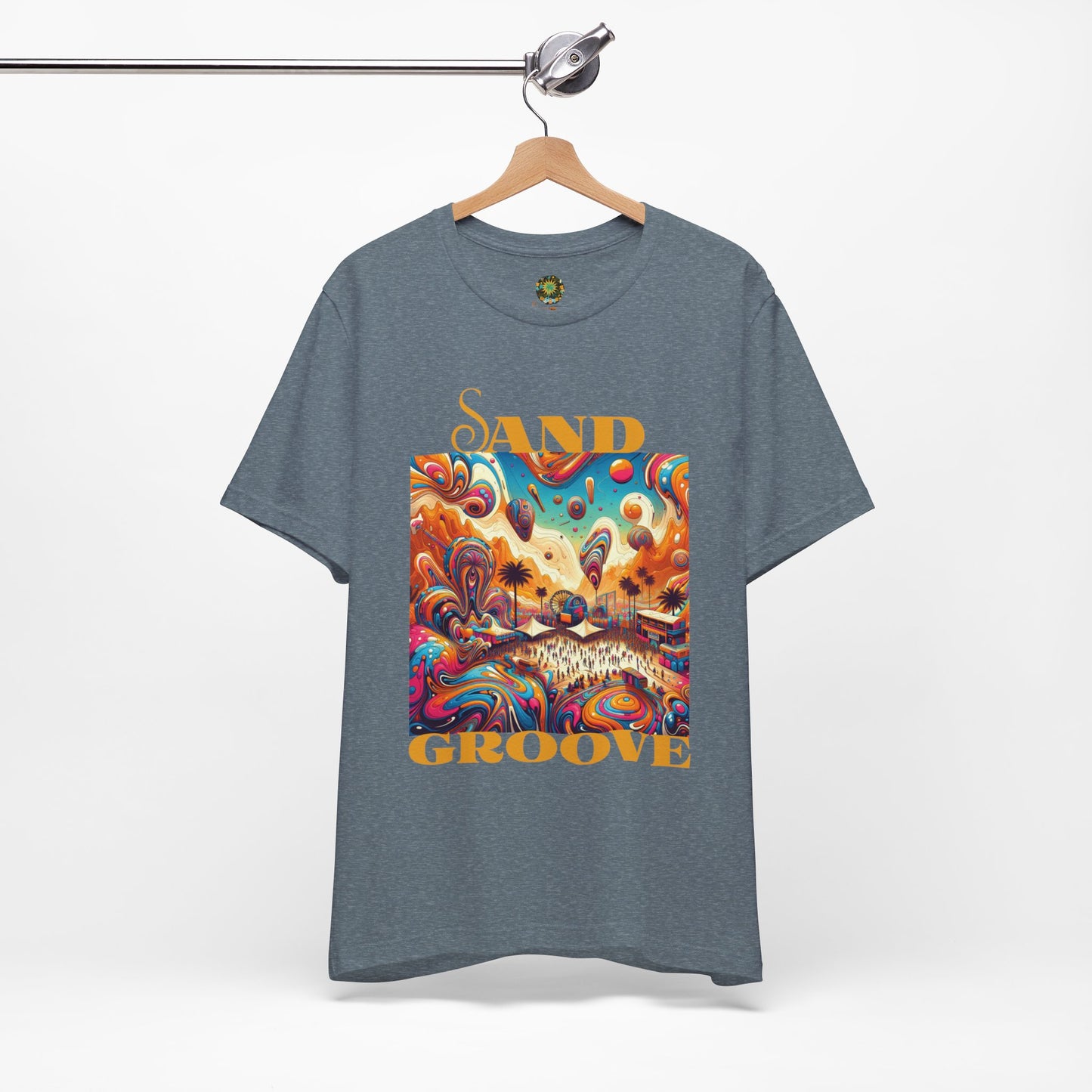 Festival Sand Groove T-Shirt Psychedelic Bohemian Desert Festival Tee Trendy Top for Festival-Goers and Music Lovers