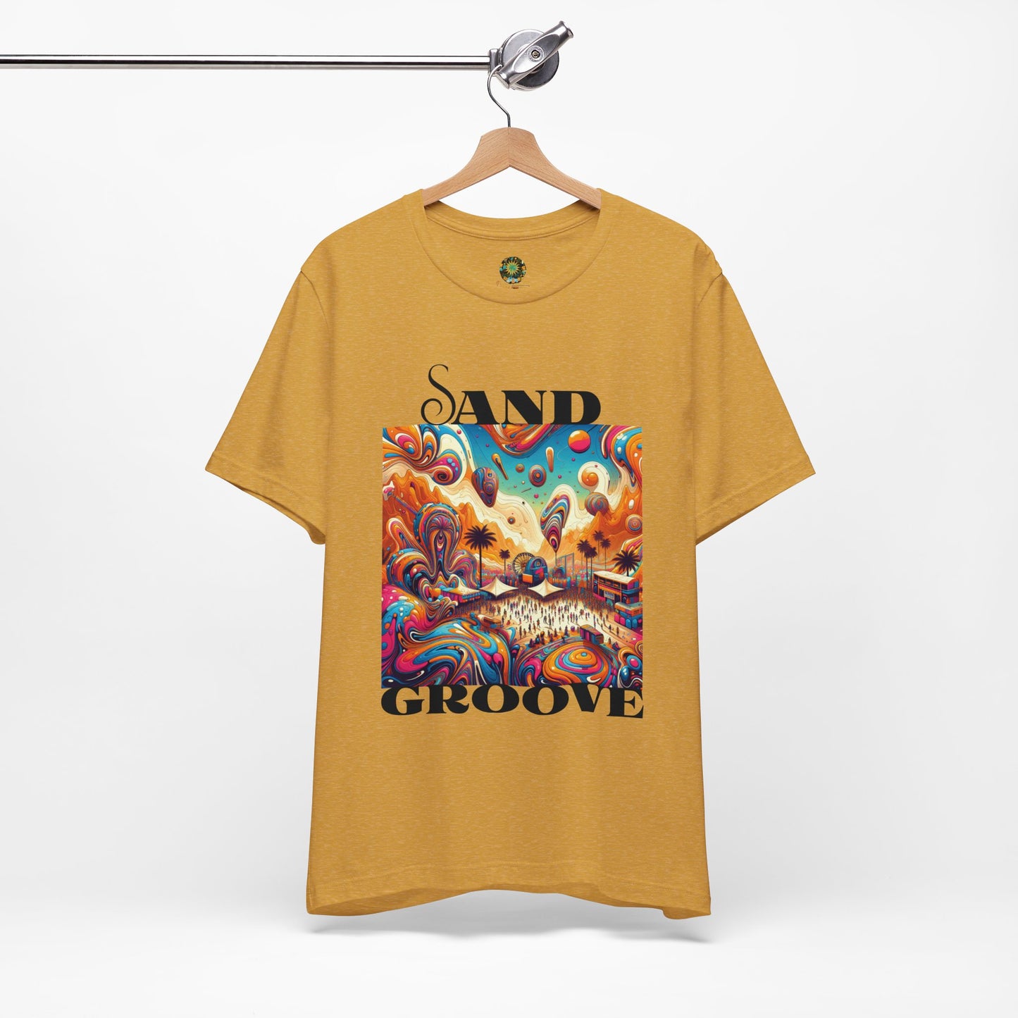 Festival Sand Groove T-Shirt Psychedelic Bohemian Desert Festival Tee Trendy Top for Festival-Goers and Music Lovers