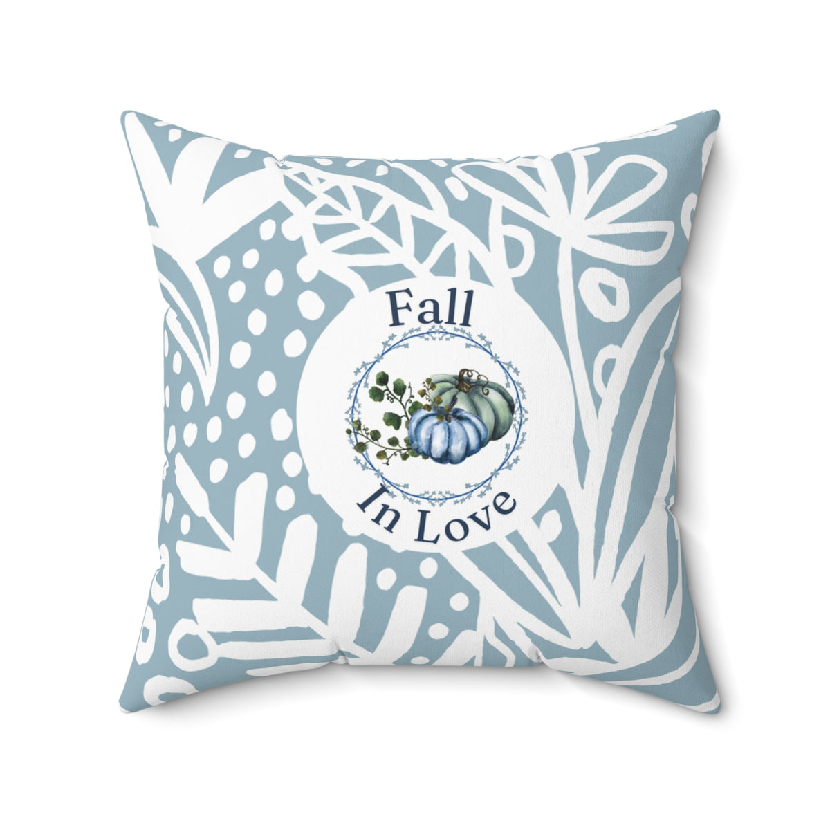 Fall in Love Blue Pumpkin Pillow — Double-Sided Autumn Accent Decor