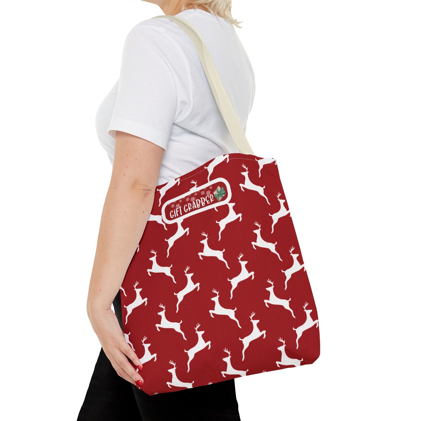 Christmas Reindeer Tote Bag Fun Seasonal Carryall Gift Grabber Tote Functional Shopping Bag Tote Gift For Someone Special