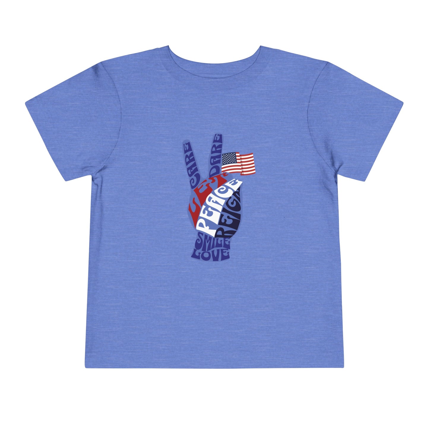 Civic Pride Toddler T-Shirt Patriotic Peace Sign Let Peace Reign Inspirational Tee for USA Patriotic Celebrations