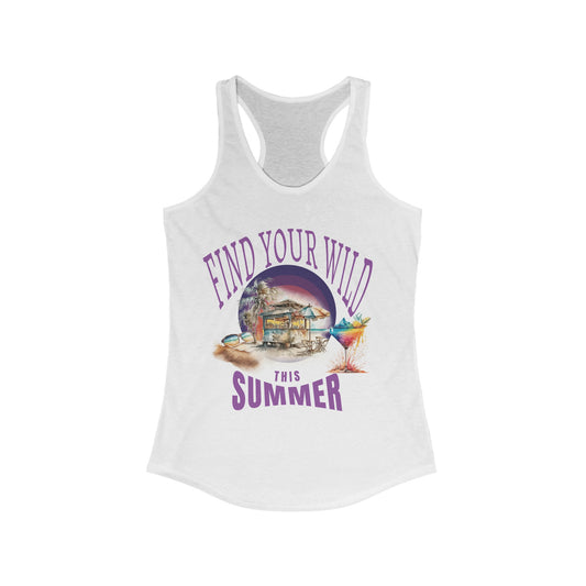Sporty Women's Racerback Beach Vibes Tank Trendy Summer Clothing Fashion Tank for Beach-Goers