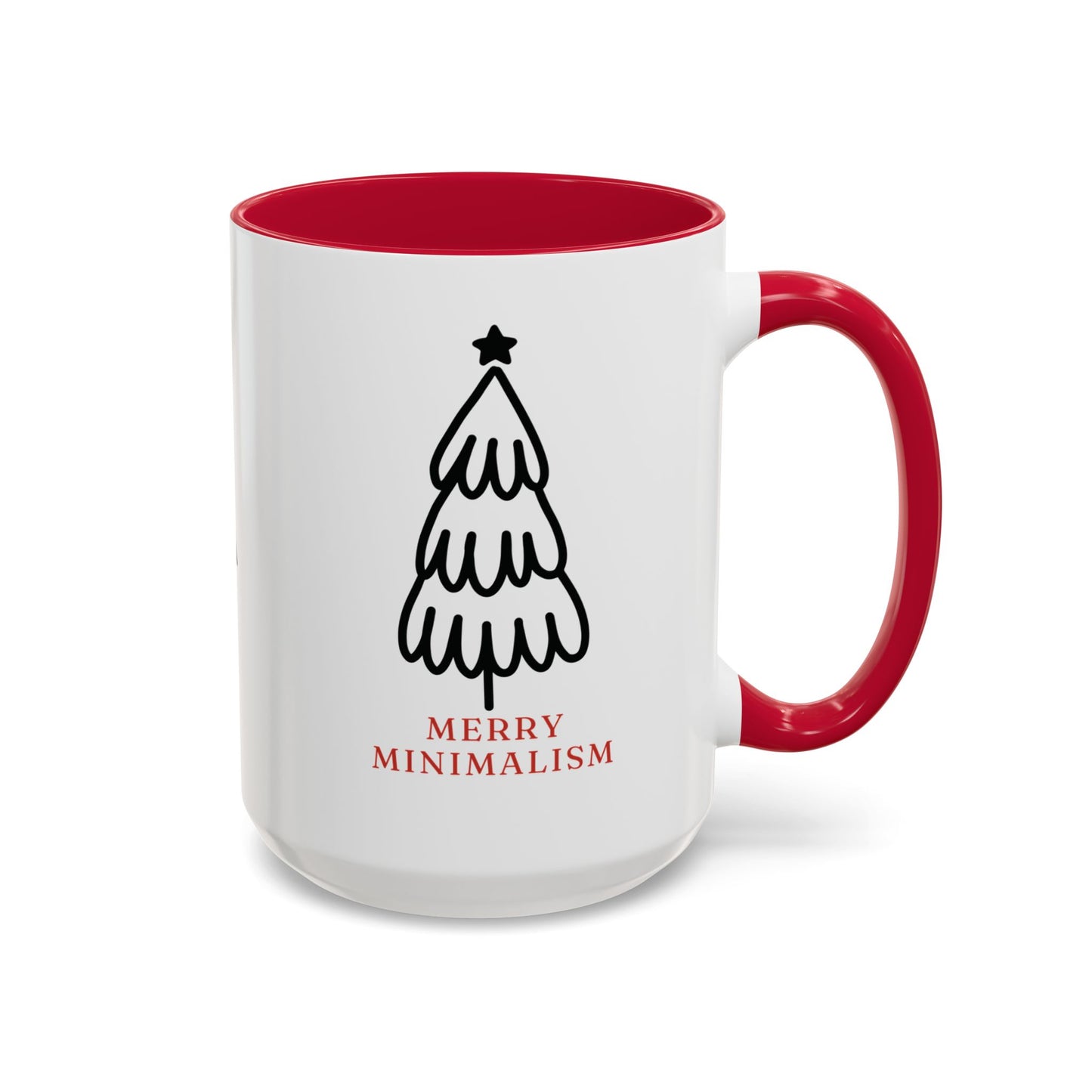 Merry Minimalism Whimsical Tree 15 oz Red Accent Mug | Modern Christmas Tree Coffee Cup