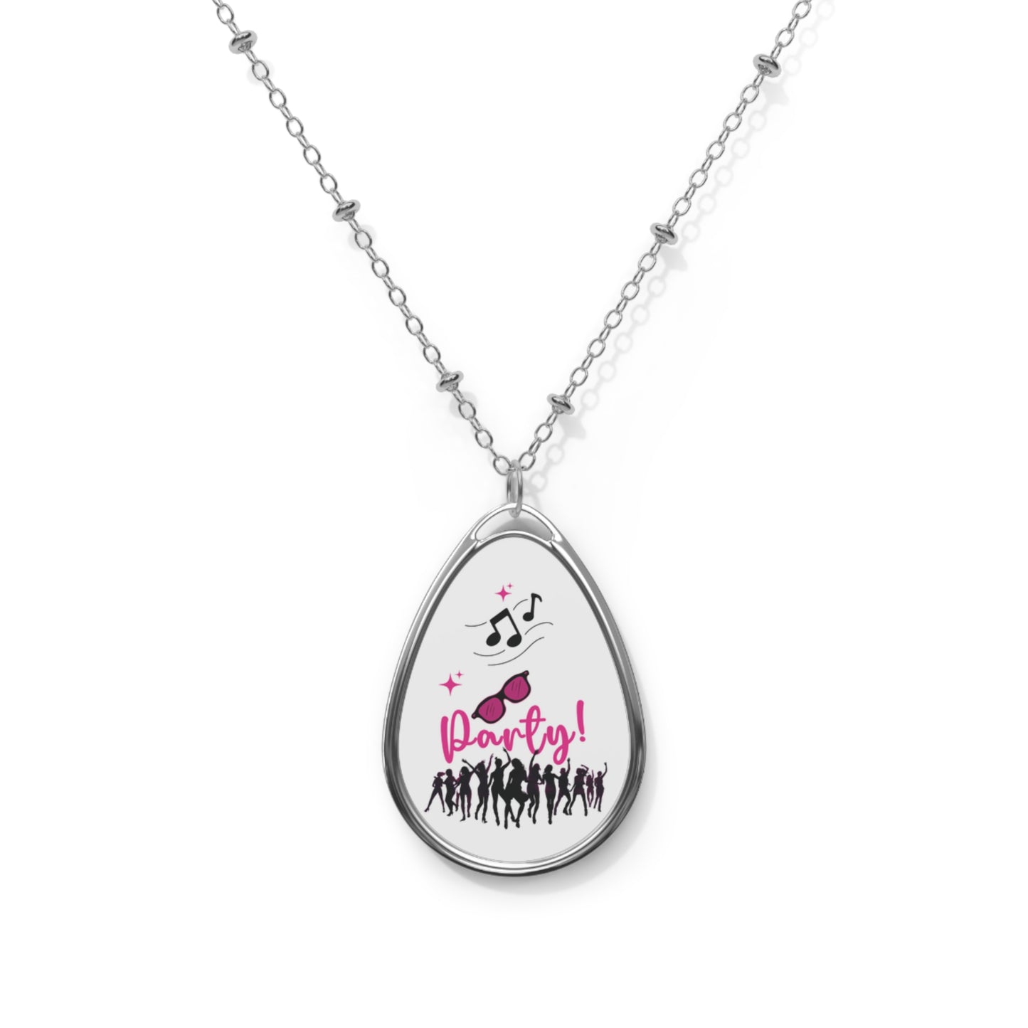 Party Necklace Pink Party Jewelry Dance Party Pendant Music Lover Gift Fun Festival Necklace Modern Celebration Jewelry Oasis by Alison