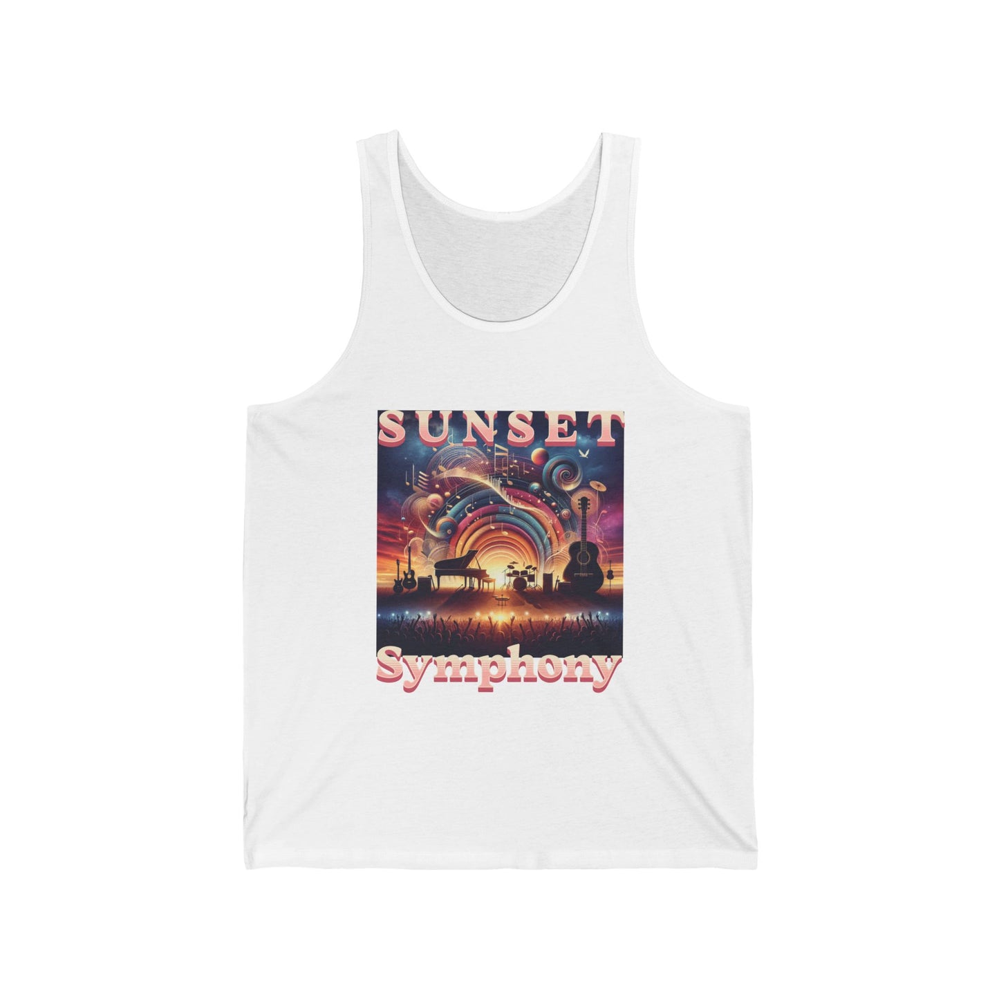 Bohemian Tank Top Sunset Symphony Desert Music Festival Sleeveless Tee for Festival Lovers and Boho Style Enthusiasts