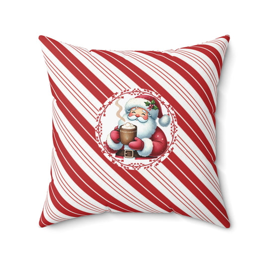 Candy-Striped Seasonal Santa Accent Pillow Whimsical Striped Holiday Throw Cushion Christmas Gift for Her Modern Home Decor