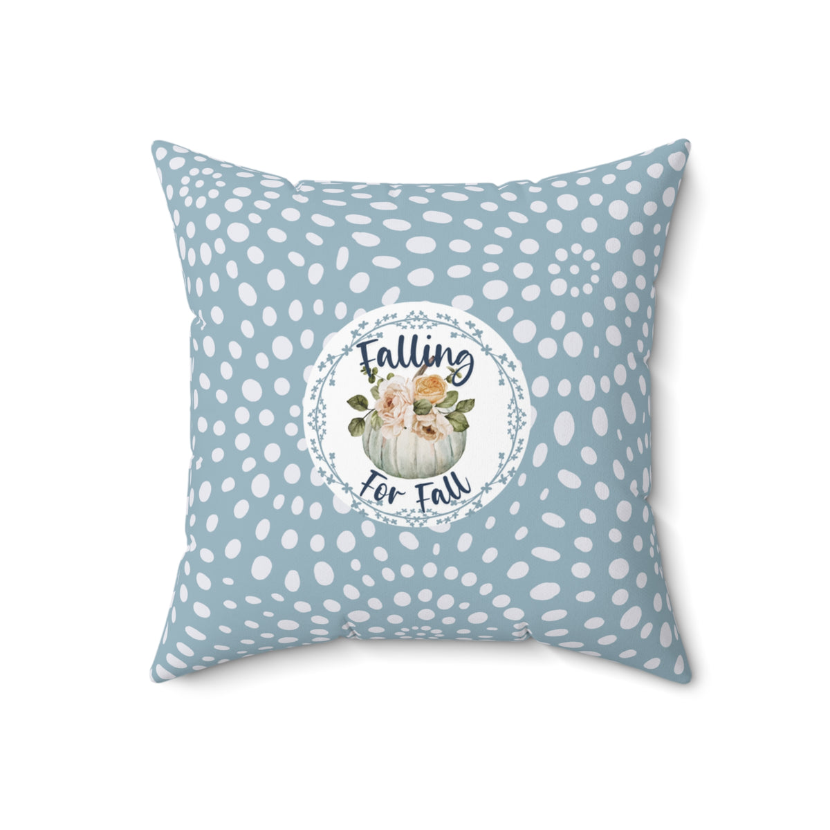 Falling for Fall Blue Floral Pumpkin Pillow