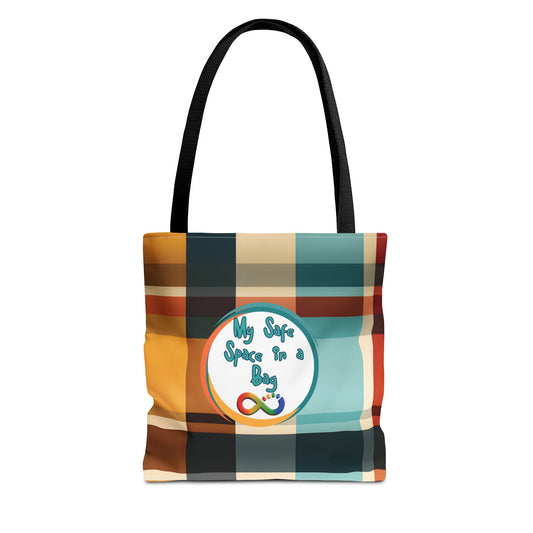 Plaid Autism Sensory Support Bag My Safe Space Neurodivergent Comfort Tote autism Awareness Schoolbag For Sensory Items Calming Essentials Therapy Bag