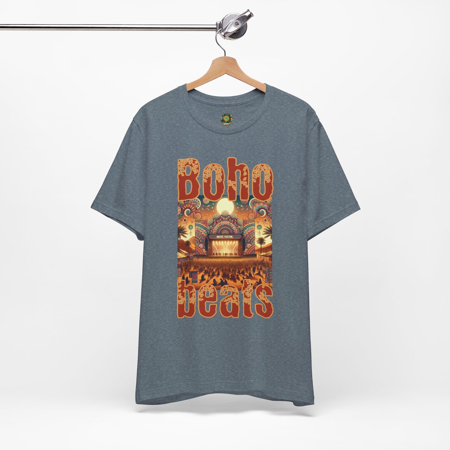 Boho Beats T-Shirt Music Festival Graphic Tee for Bohemian Desert Style, Music Lovers, and Festival Goers