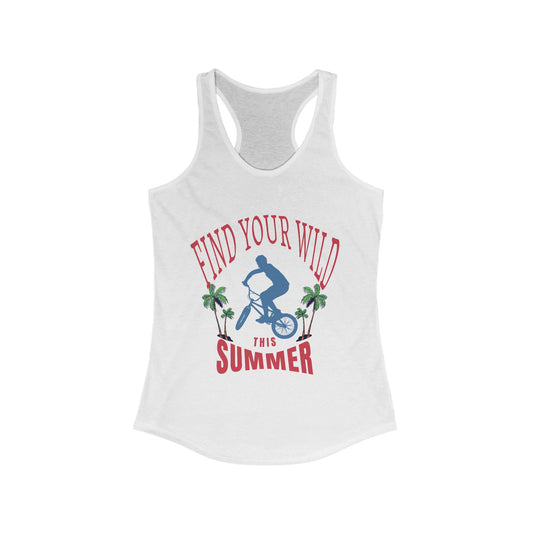 Sporty Women's Racerback Fashion Tank Trendy Summer Clothing Active Lifestyle Shirt Mid-Air Bicycle Jump Top