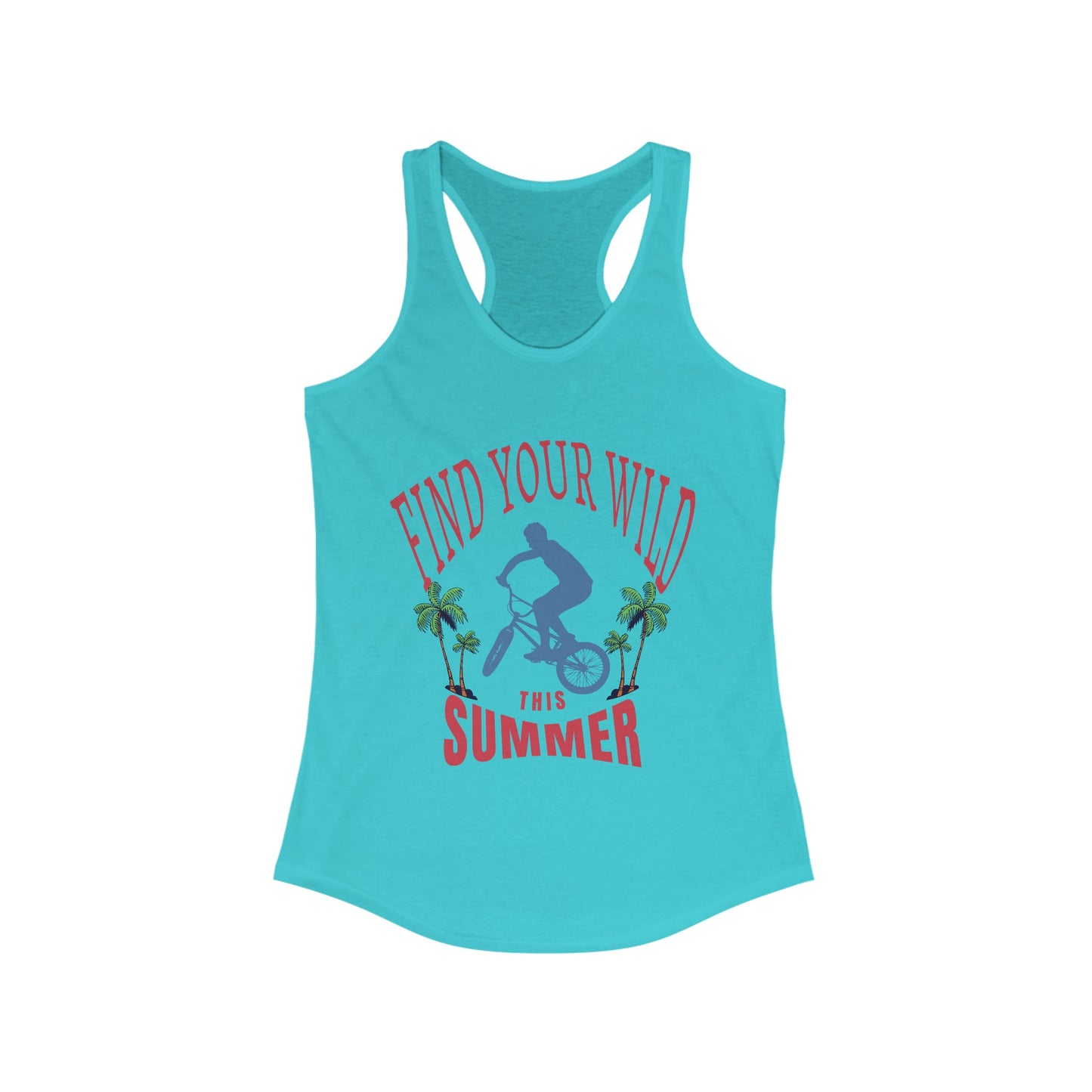 Sporty Women's Racerback Fashion Tank Trendy Summer Clothing Active Lifestyle Shirt Mid-Air Bicycle Jump Top