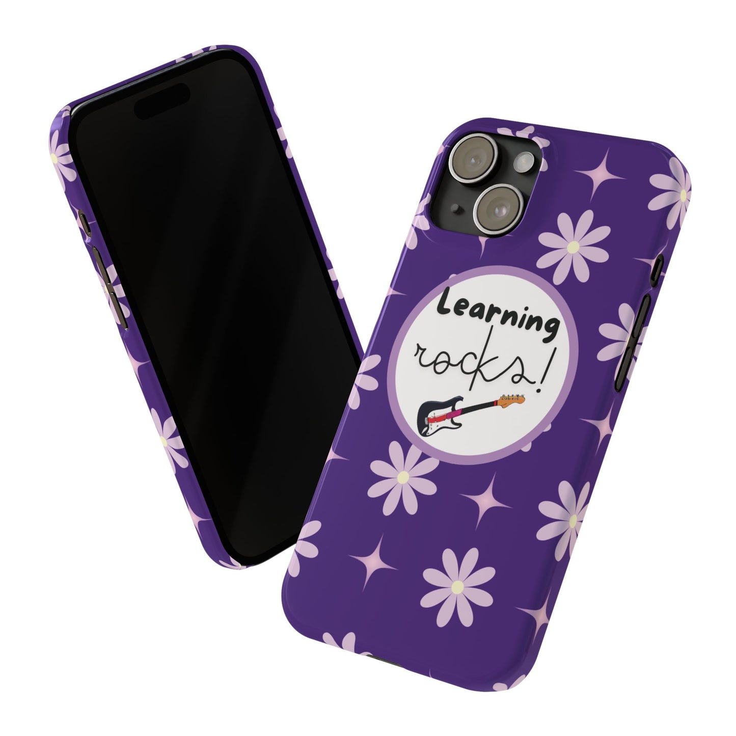 Trendy Back To School iPhone Case Purple Floral Phone Cover Fashionable Motivational Music-Themed Phone Accessory