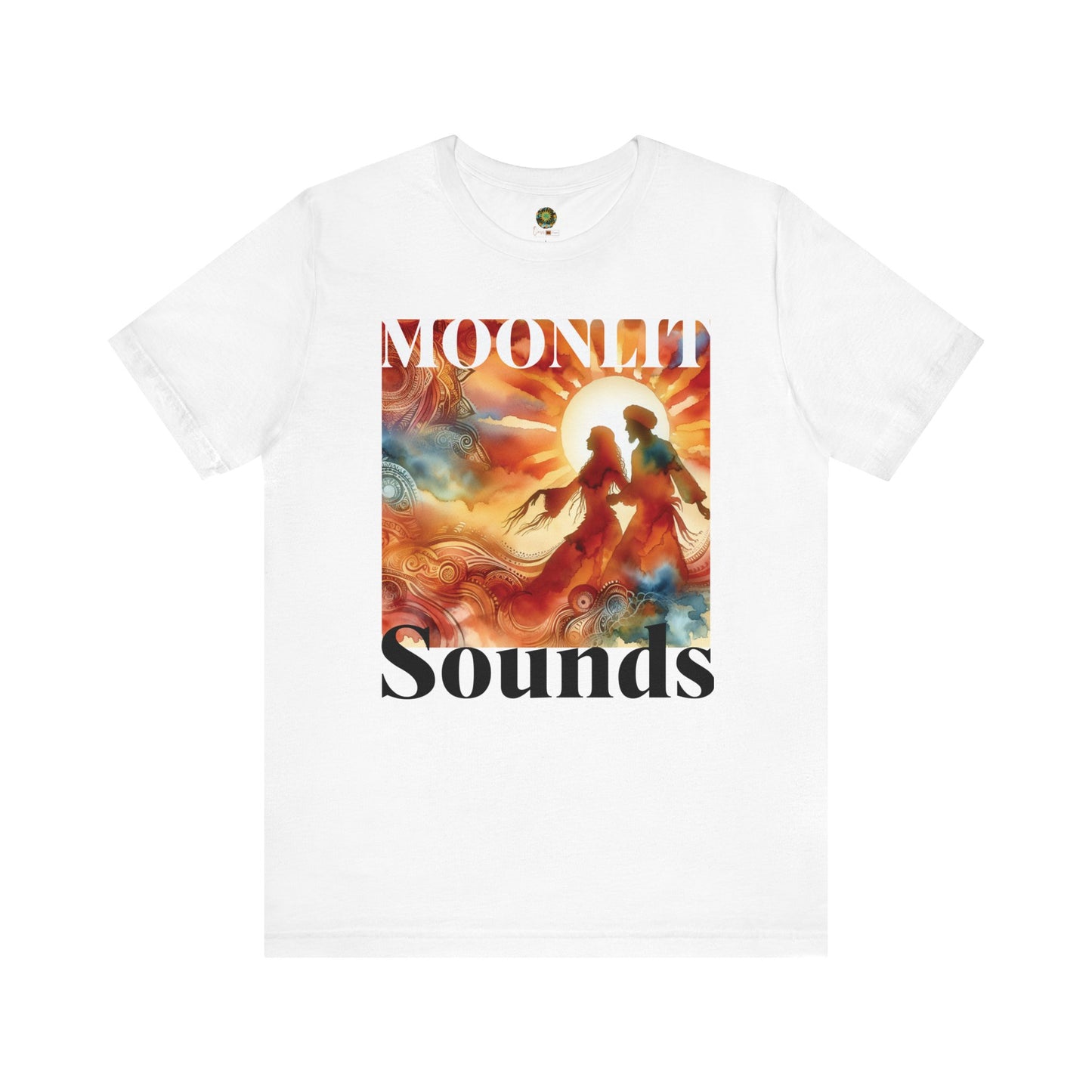 Festival T-Shirt Trendy Silhouette Dancing Couple Boho Moonlit Sounds Top for Desert Twilight Music Lovers and Festival-Goers