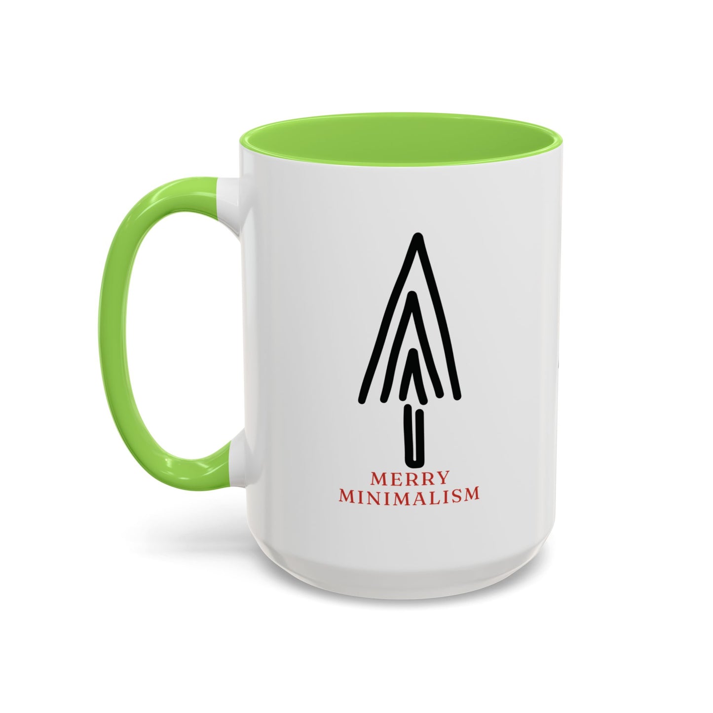 Merry Minimalism Geometric Tree 15 oz Red Accent Mug | Modern Christmas Tree Coffee Cup