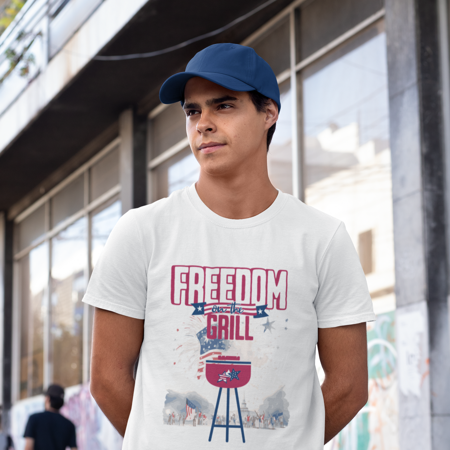 Patriotic T Shirt Freedom on The Grill Inspirational Tee for 4th of July Civic Pride Memorial Day Presidents Day Celebrate USA