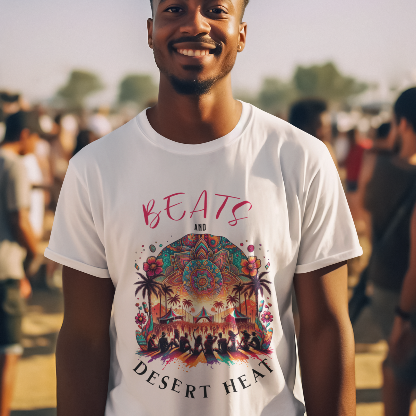 Festival T Shirt for Music Lovers Party in the Desert Tee Artistic Trendy Festival Design Shirt for Festival Goers