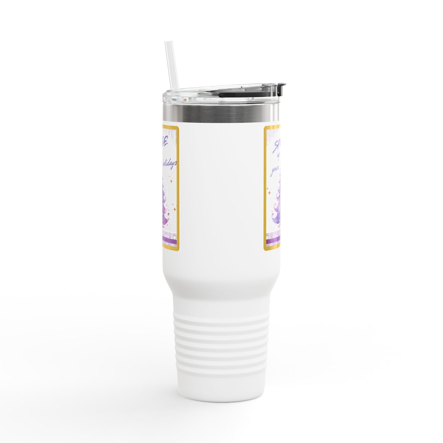 Spruce Up the Holidays 40 oz Christmas Tumbler | Purple Tree Holiday Travel Mug