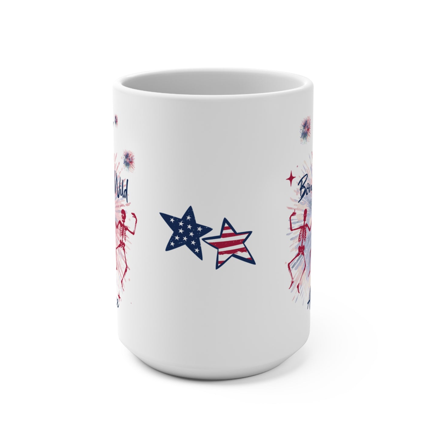 Skeleton Mug for Independence Day Bone To Be Wild And Free Unique Gift For Patriotic Celebrations USA