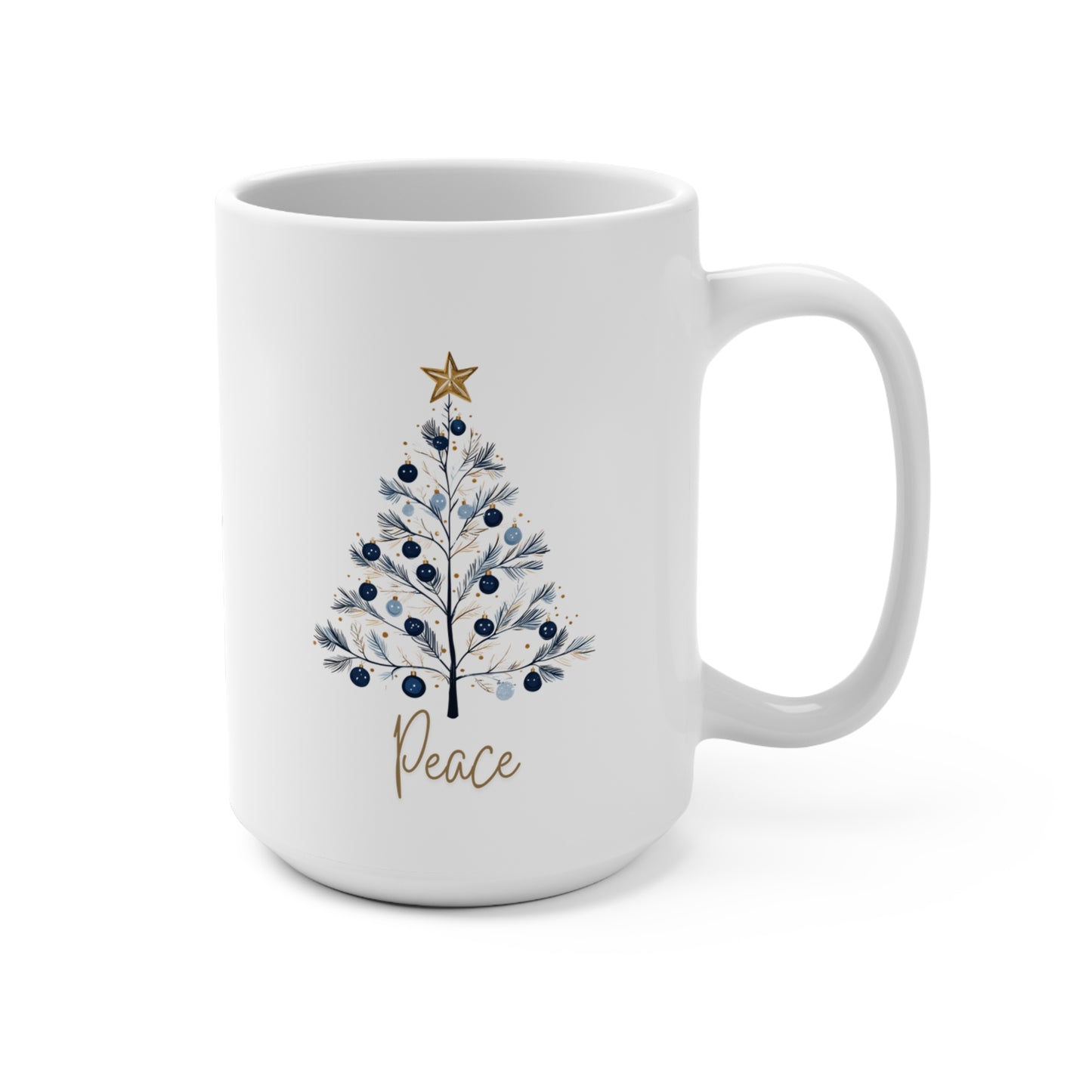 Christmas Coffee Gift Mug Minimalist Holiday Design Peace Mug Festive Drinkware Unique Seasonal Gift Idea