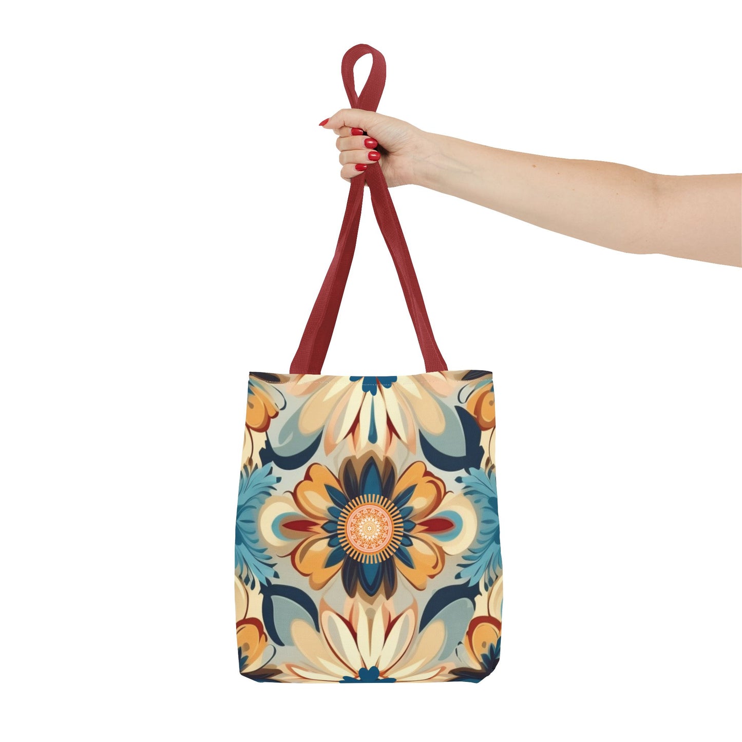 Bohemian Style Floral Tote With Medallion Accent Trendy Multipurpose Everyday Carryall Eye-Catching Design Fashionable Shopper