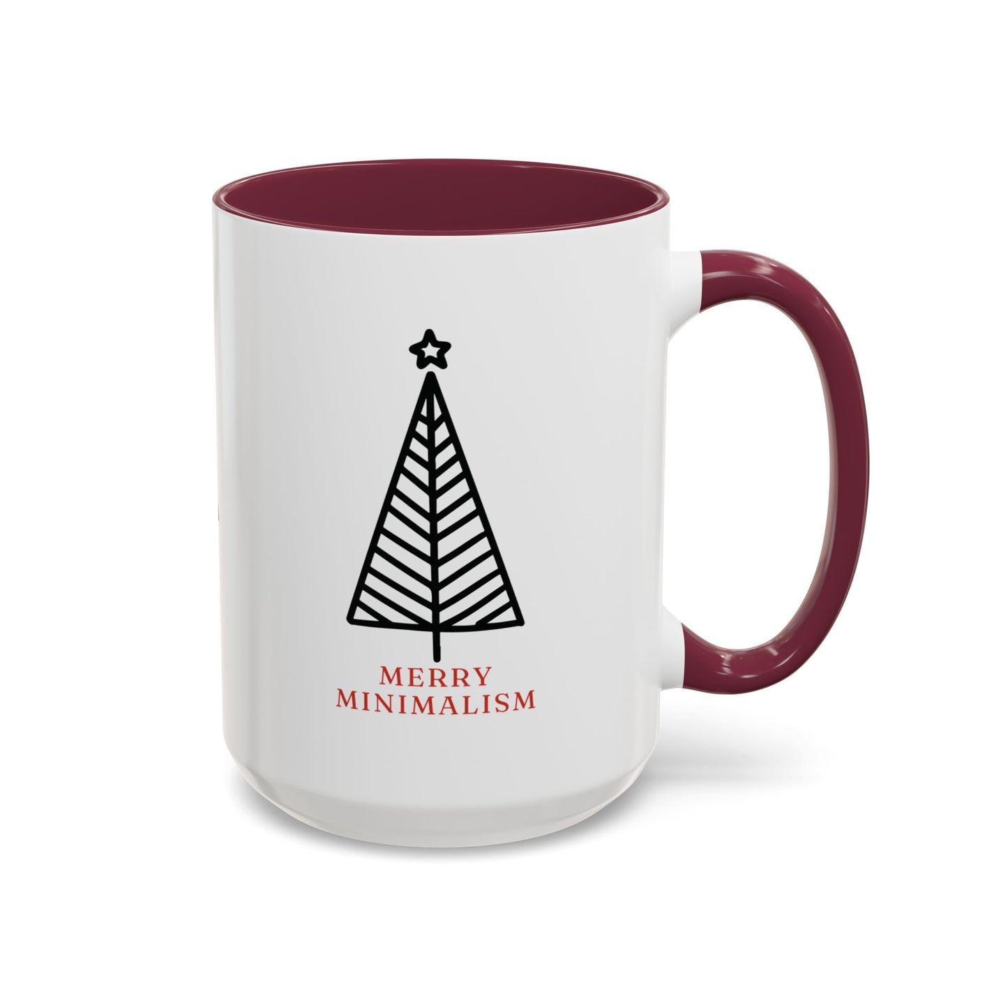 Merry Minimalism Geometric Tree 15 oz Red Accent Mug | Modern Christmas Tree Coffee Cup
