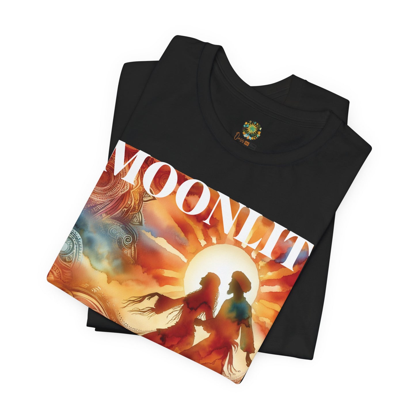 Festival T-Shirt Trendy Silhouette Dancing Couple Boho Moonlit Sounds Top for Desert Twilight Music Lovers and Festival-Goers