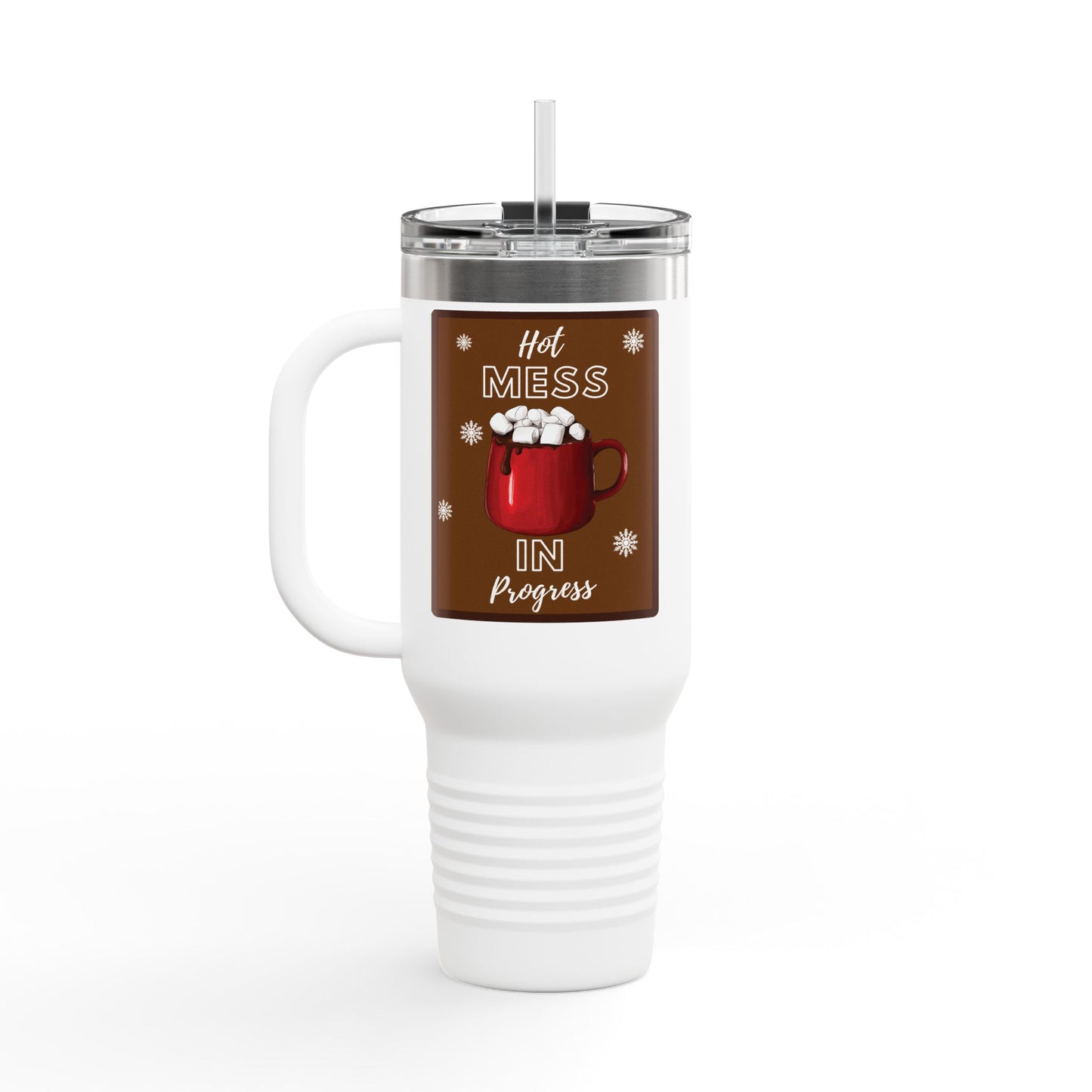 Hot Mess In Progress 40 oz Tumbler | Funny Coffee Travel Mug | Everyday Gift Drinkware