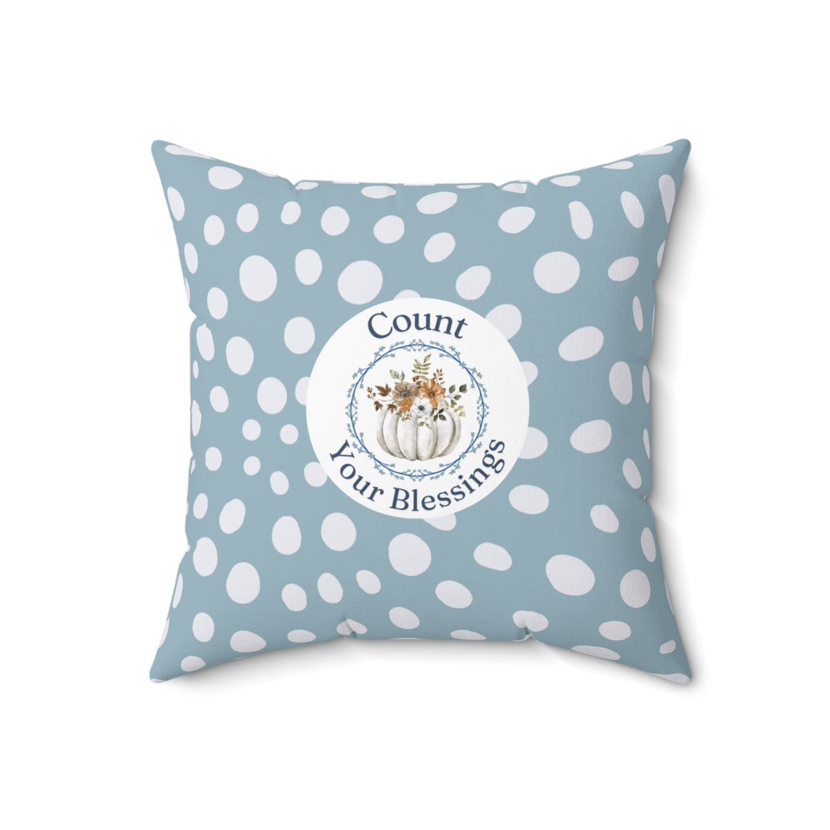 Count Your Blessings Blue Pumpkin Pillow