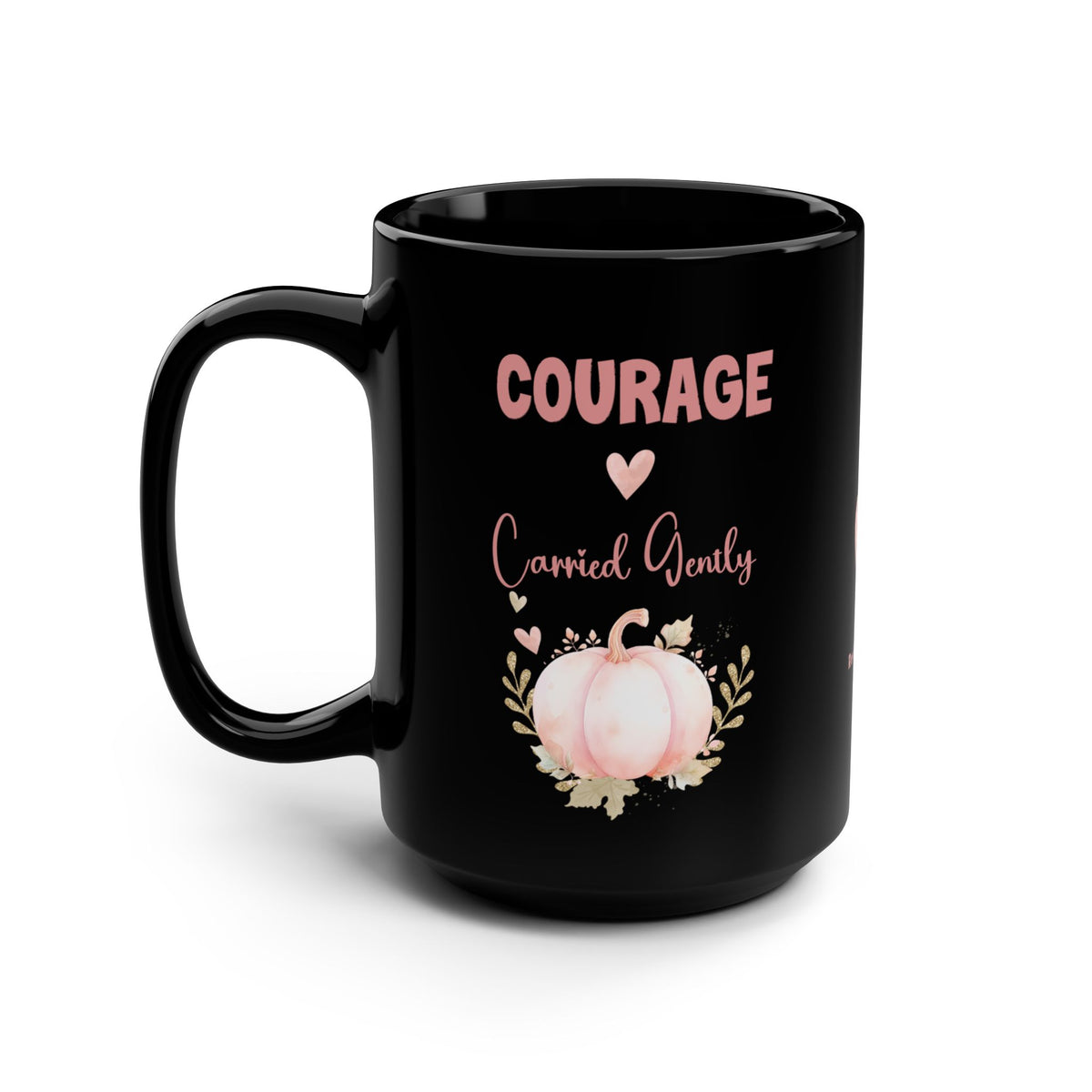 Courage, Carried Gently Midnight Black Pumpkin Mug
