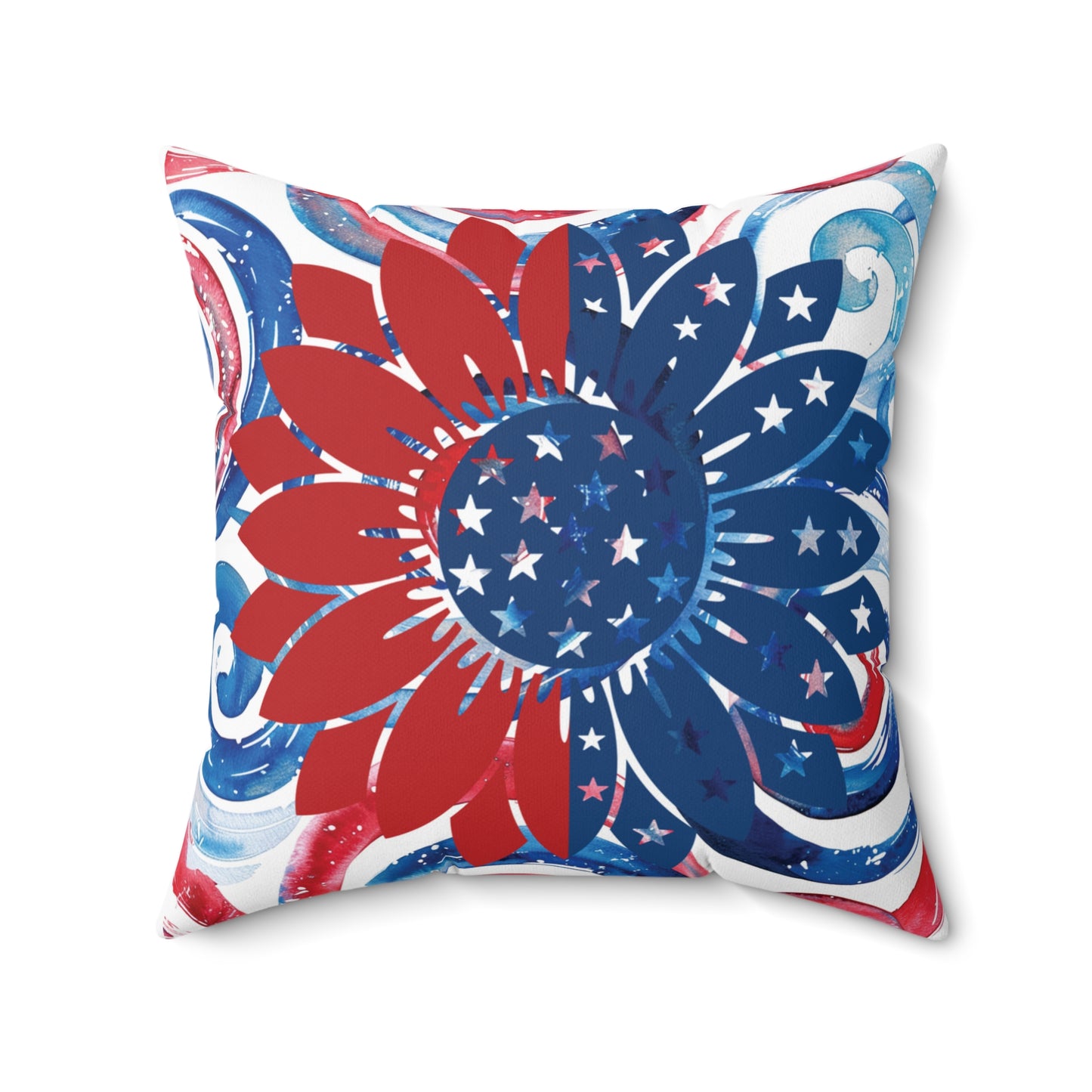 Patriotic Sunflower Pillow Independence Day Home Decor Abstract Floral Design Festive Cushion 4th of July American Celebration Decor