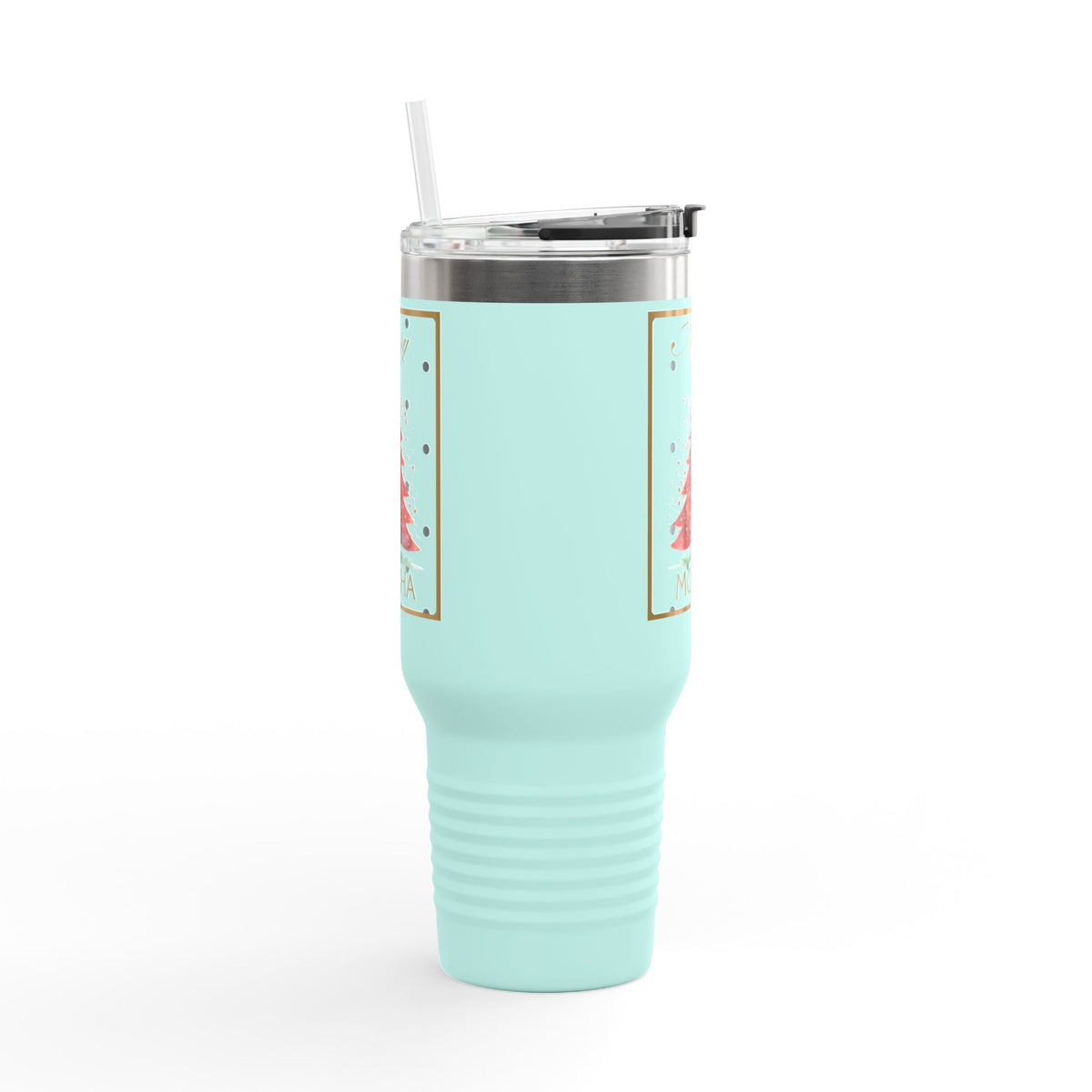 Mocha Christmas 40 oz Tumbler | Red Tree Holiday Travel Mug | Whimsical Winter Drinkware